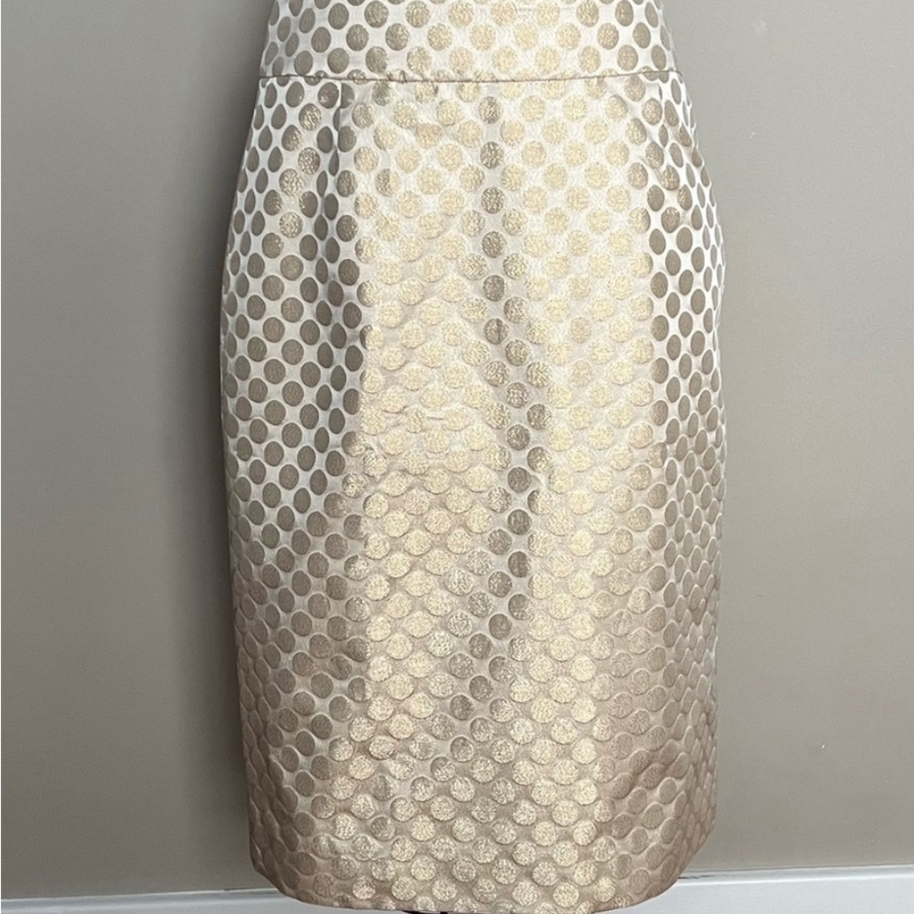 J CREW Collection Holiday Polka Dot Metallic Gold Pencil Skirt - Size 6
